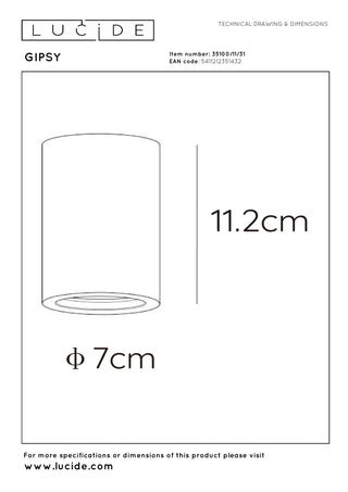 GIPSY - Spot plafonnier - Ø 7 cm - 1xGU10 - Blanc