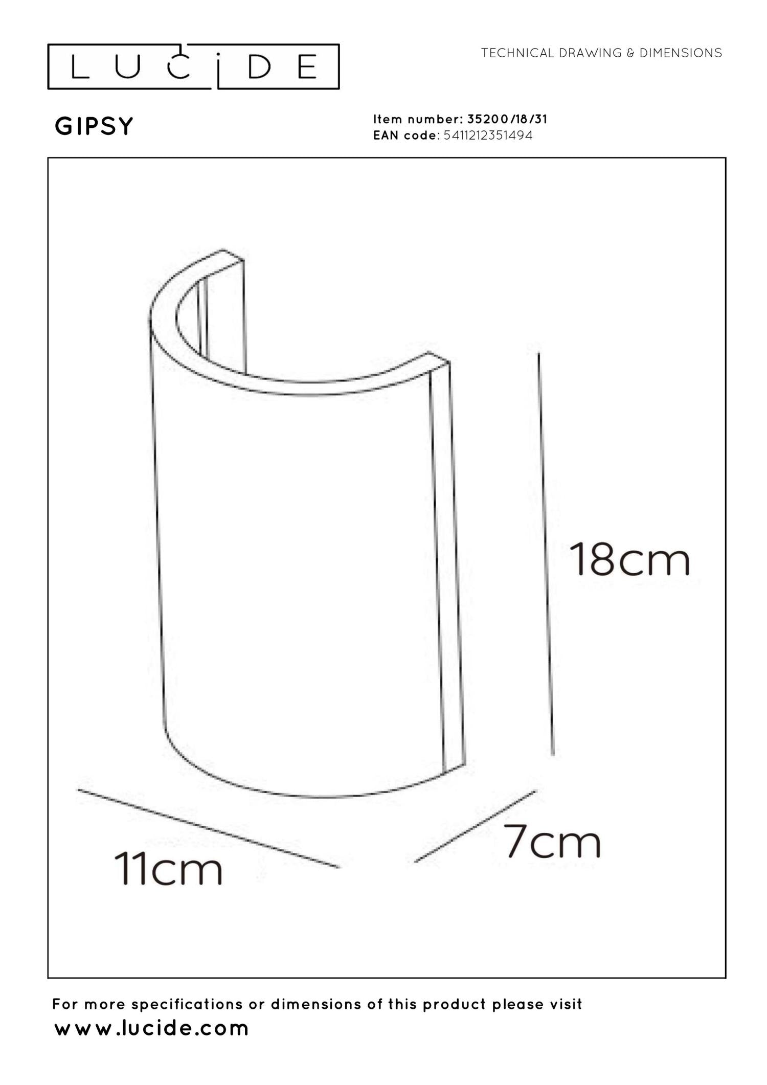 GIPSY - Applique murale - 1xG9 - Blanc