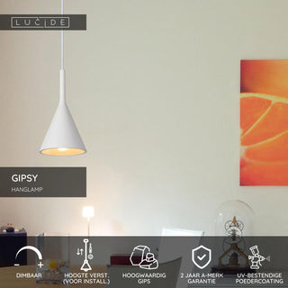 GIPSY - Hanglamp - Ø 16,5 cm - 1xE27 - Wit