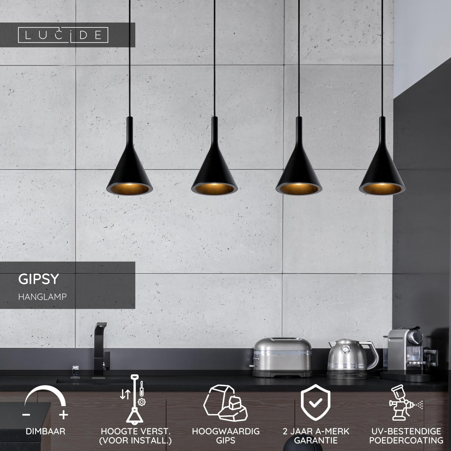 GIPSY - Hanglamp - 4xE27 - Zwart