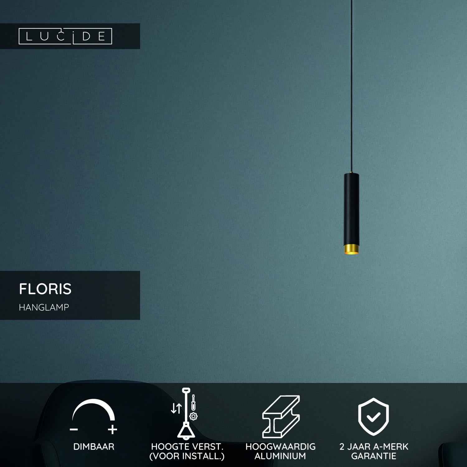 FLORIS - Hanglamp - Ø 5,9 cm - 1xGU10 - Zwart