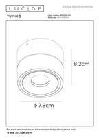 YUMIKO - Plafondspot - Ø 7,8 cm - LED Dimb. - 1x10W 2700K - Zwart
