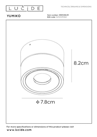 YUMIKO - Ceiling spot - Ø 7.8 cm - LED Dimmable - 1x10W 2700K - White