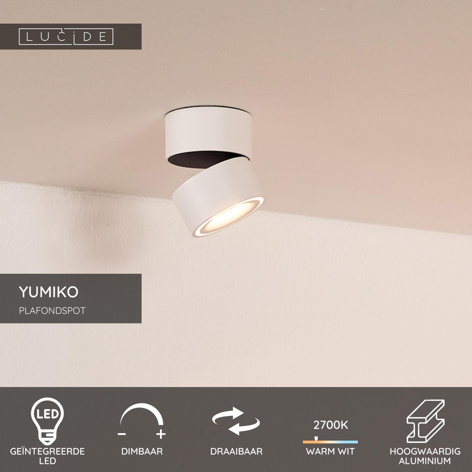 YUMIKO - Ceiling spot - Ø 7.8 cm - LED Dimmable - 1x10W 2700K - White