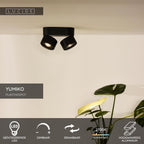 YUMIKO - Plafondspot - LED Dimb. - 2x10W 2700K - Zwart