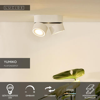 YUMIKO - Plafondspot - Ø 7,8 cm - LED Dimb. - 2x10W 2700K - Wit
