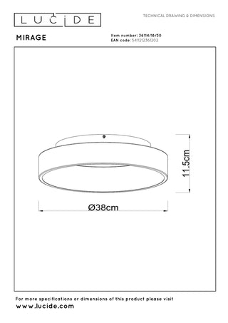 MIRAGE - Plafonnier - Ø 38 cm - LED Var. - 1x22W 2700K - Noir