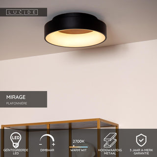 MIRAGE - Plafonnier - Ø 38 cm - LED Var. - 1x22W 2700K - Noir