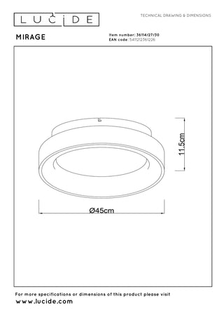 MIRAGE - Plafonnière - Ø 45 cm - LED Dimb. - 1x33W 2700K - Zwart