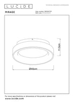 MIRAGE - Plafonnière - Ø 45 cm - LED Dimb. - 1x33W 2700K - Wit
