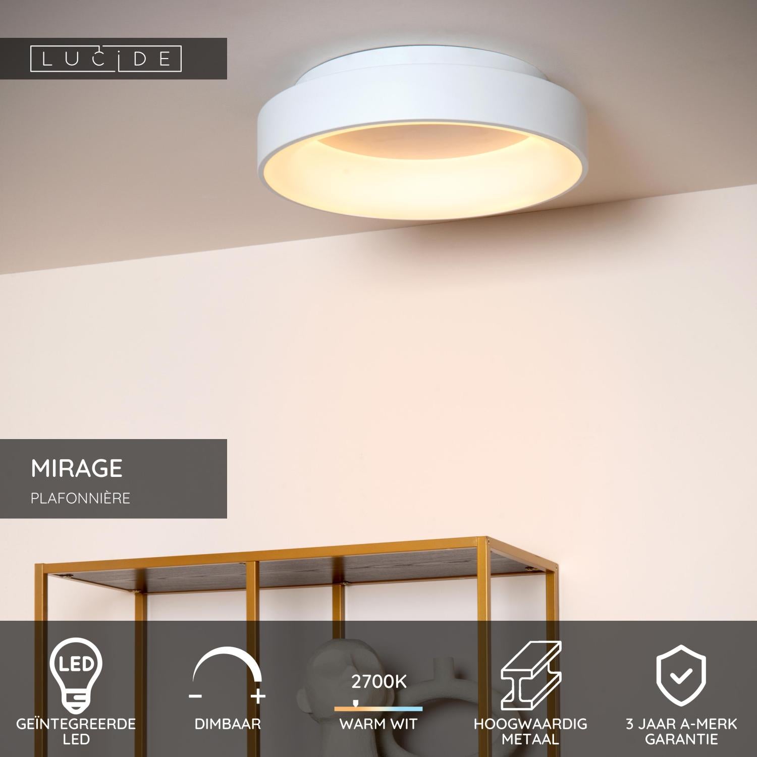MIRAGE - Plafonnière - Ø 45 cm - LED Dimb. - 1x33W 2700K - Wit