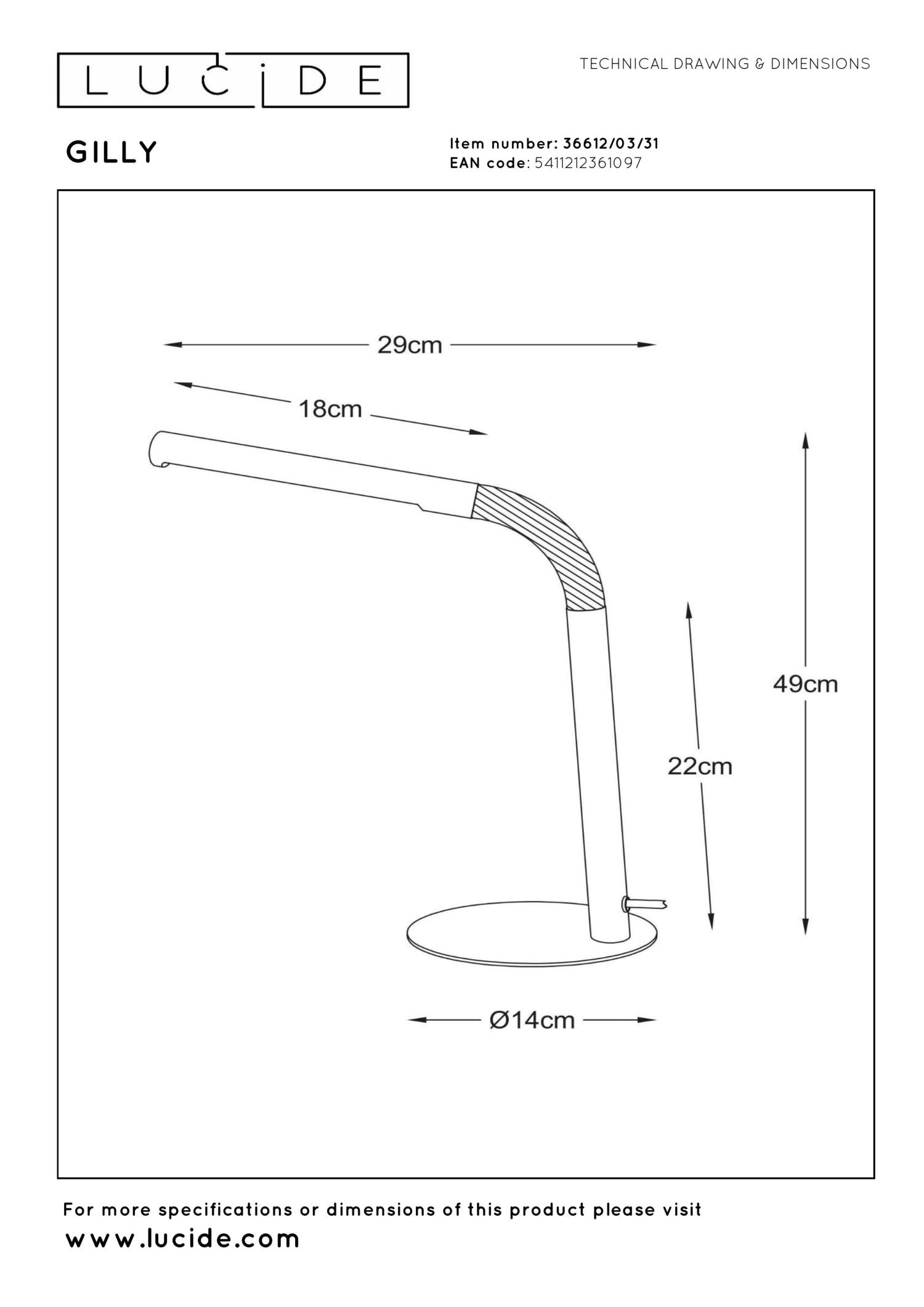 GILLY - Lampe de bureau - LED - 1x5W 2700K - Blanc