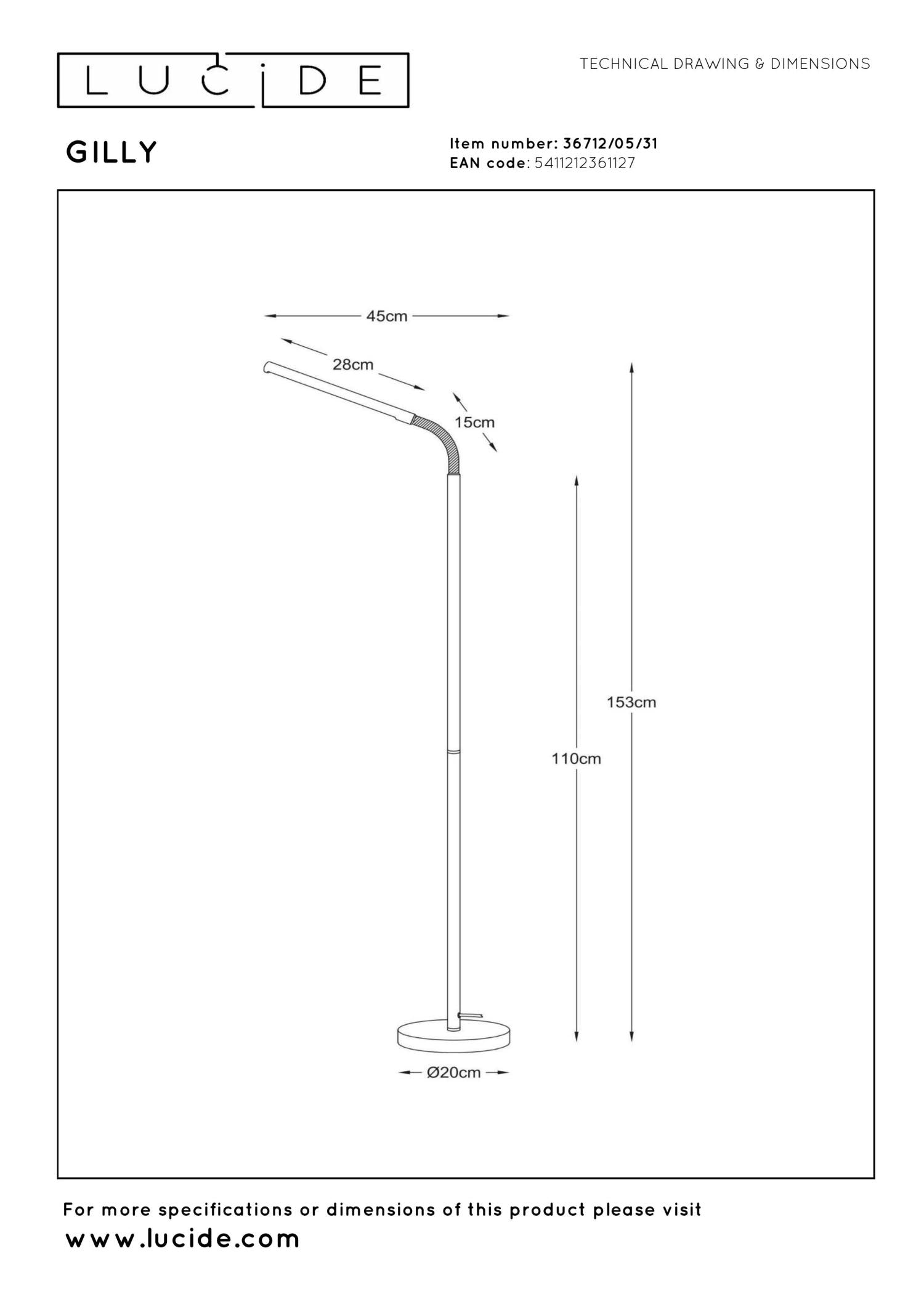GILLY - Leeslamp - LED - 1x6W 2700K - Wit