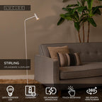 STIRLING - Lampadaire rechargeable - Batterie/Pile - LED 3 StepDim - 1x3W 2700K - Blanc