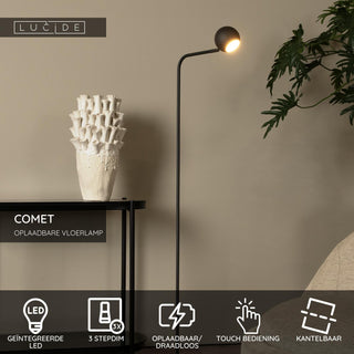 COMET - Rechargeable floor lamp - Battery - LED 3 StepDim - 1x3W 2700K - Black