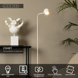 COMET - Rechargeable floor lamp - Battery - LED 3 StepDim - 1x3W 2700K - White