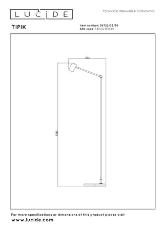 TIPIK - Oplaadbare Vloerlamp - Accu/Batterij - LED 3 StepDim - 1x3W 2700K - Zwart