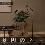 TIPIK - Oplaadbare Vloerlamp - Accu/Batterij - LED 3 StepDim - 1x3W 2700K - Zwart