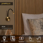 ASJA - Oplaadbare Wandspot / Wandlamp - Accu/Batterij - LED 3 StepDim - 1x3W 2700K - Mat Goud / Messing