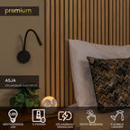 ASJA - Spot/applique murale rechargeable - Batterie - LED 3 StepDim - 1x3W 2700K - Noir