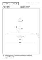 KENNETH - Suspension - Ø 80 cm - LED Dimmable - 1x22W 2700K - Blanc