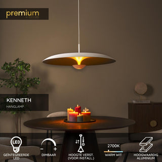 KENNETH - Suspension - Ø 80 cm - LED Dimmable - 1x22W 2700K - Blanc