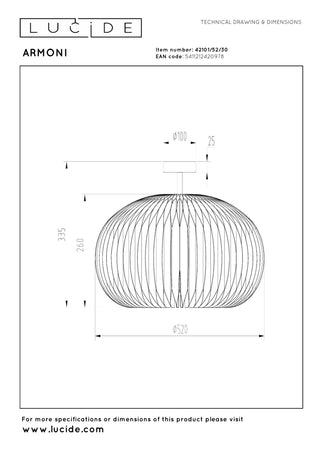 ARMONI - Plafonnier - Ø 52 cm - 1xE27 - Noir