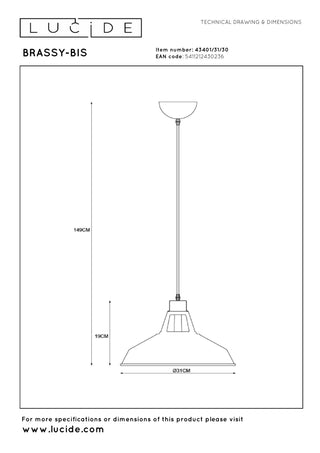 BRASSY-BIS - Suspension - Ø 31 cm - 1xE27 - Noir