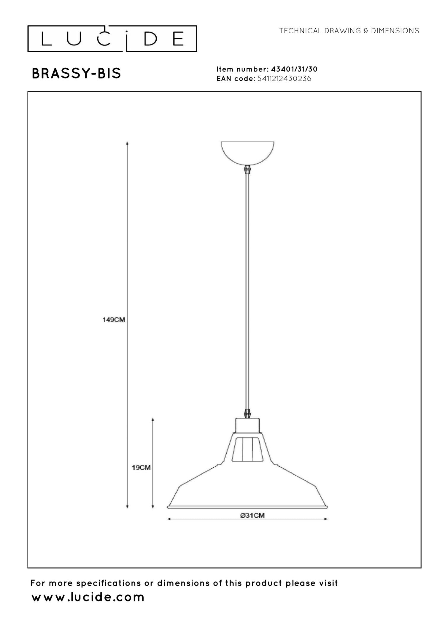 BRASSY-BIS - Suspension - Ø 31 cm - 1xE27 - Noir