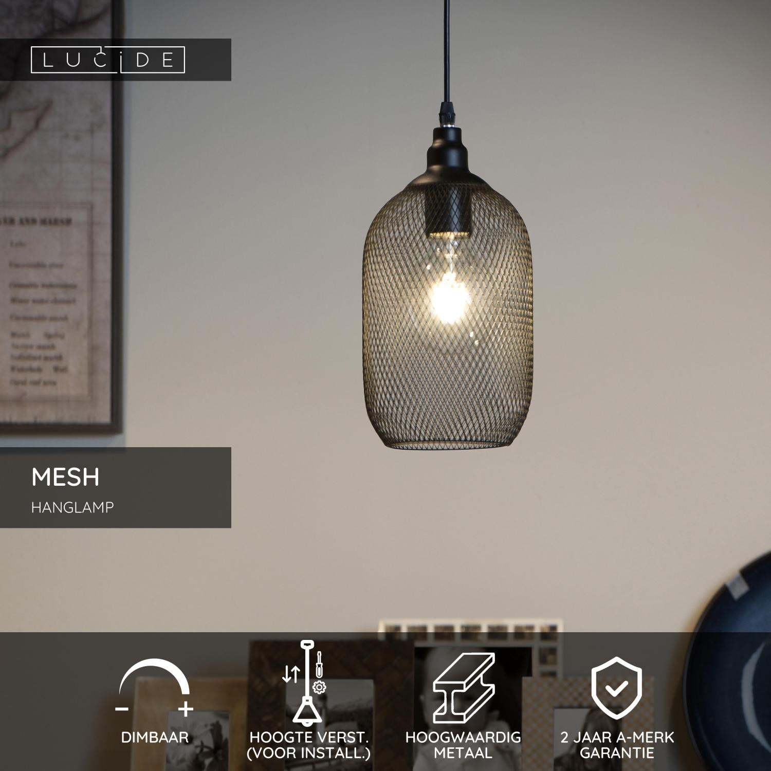 MESH - Hanglamp - Ø 15 cm - 1xE27 - Zwart