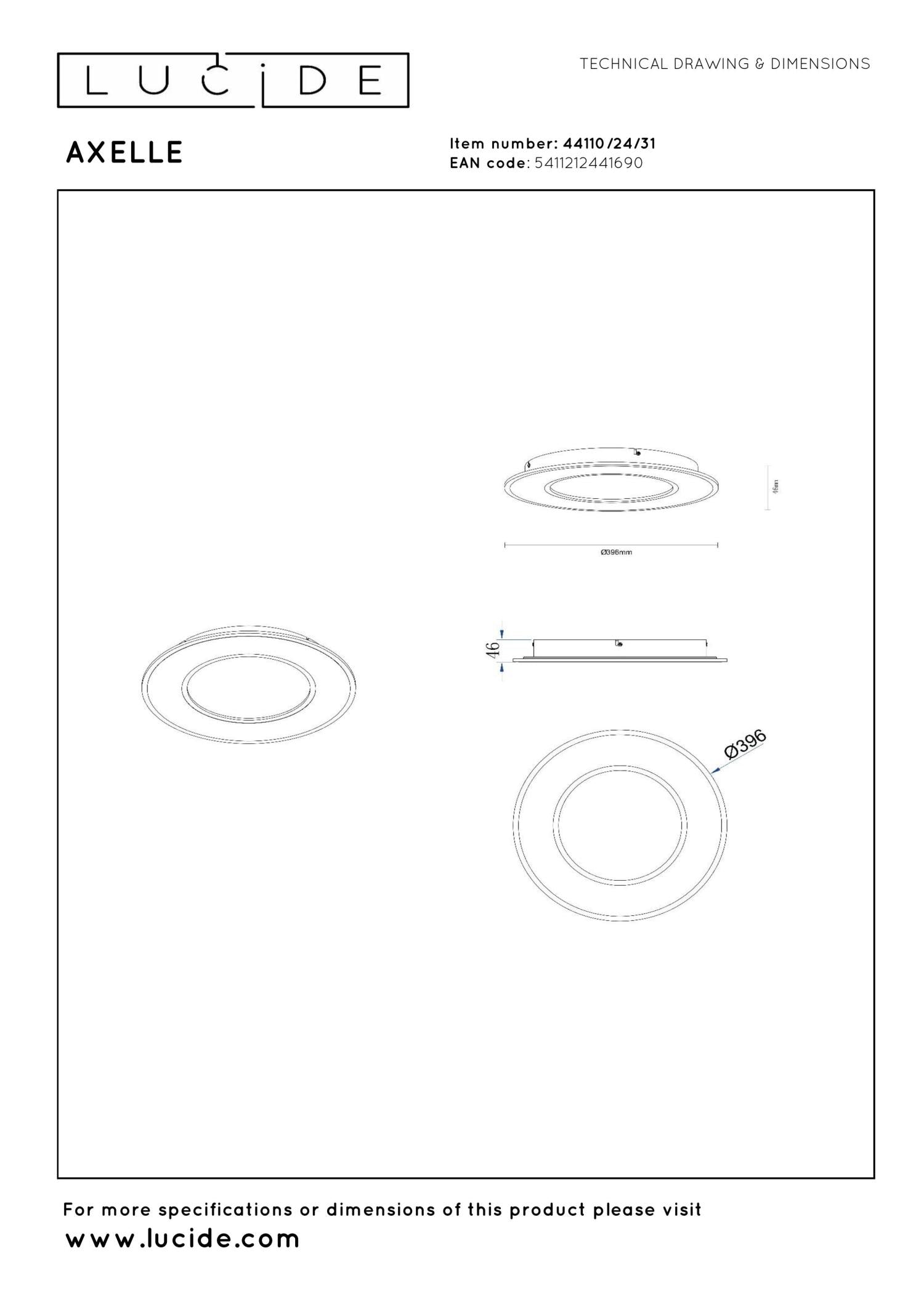 AXELLE - Ceiling light - Ø 39.6 cm - LED 3 StepDim - 1x24W 2700K - White
