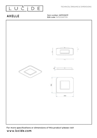AXELLE - Plafonnière - LED 3 StepDim - 1x24W 2700K - Wit