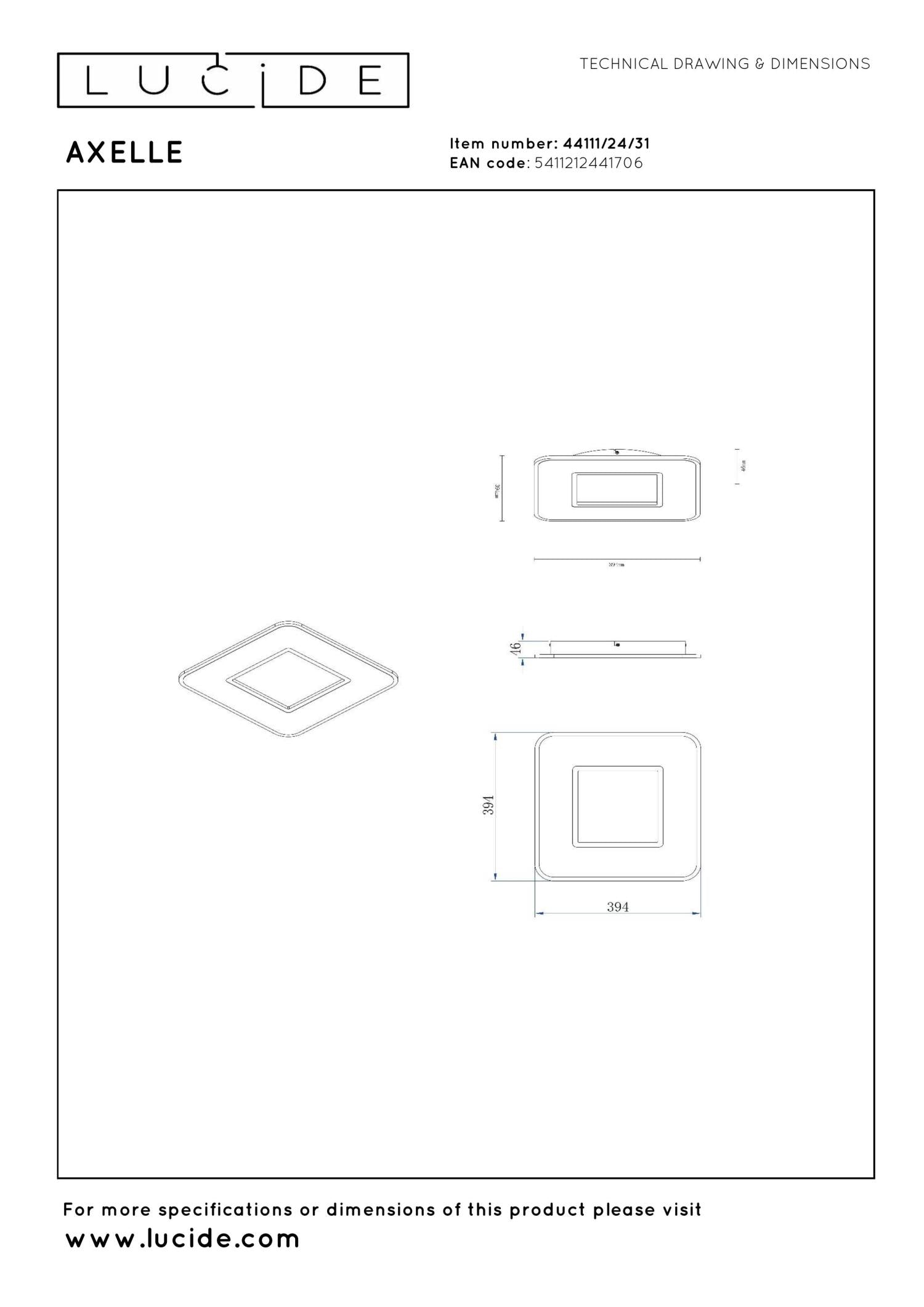 AXELLE - Plafonnière - LED 3 StepDim - 1x24W 2700K - Wit