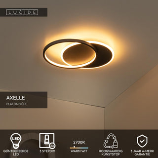 AXELLE - Plafonnier - Ø 29,5 cm - LED 3 StepDim - 1x24W 2700K - Noir