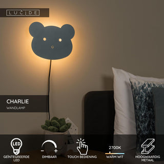 CHARLIE - Wandlamp Kinderkamer - LED Dimb. - 1x7W 2700K - Blauw