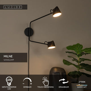 MILNE - Wall light - LED Dimmable - 2x8W 2700K - Black