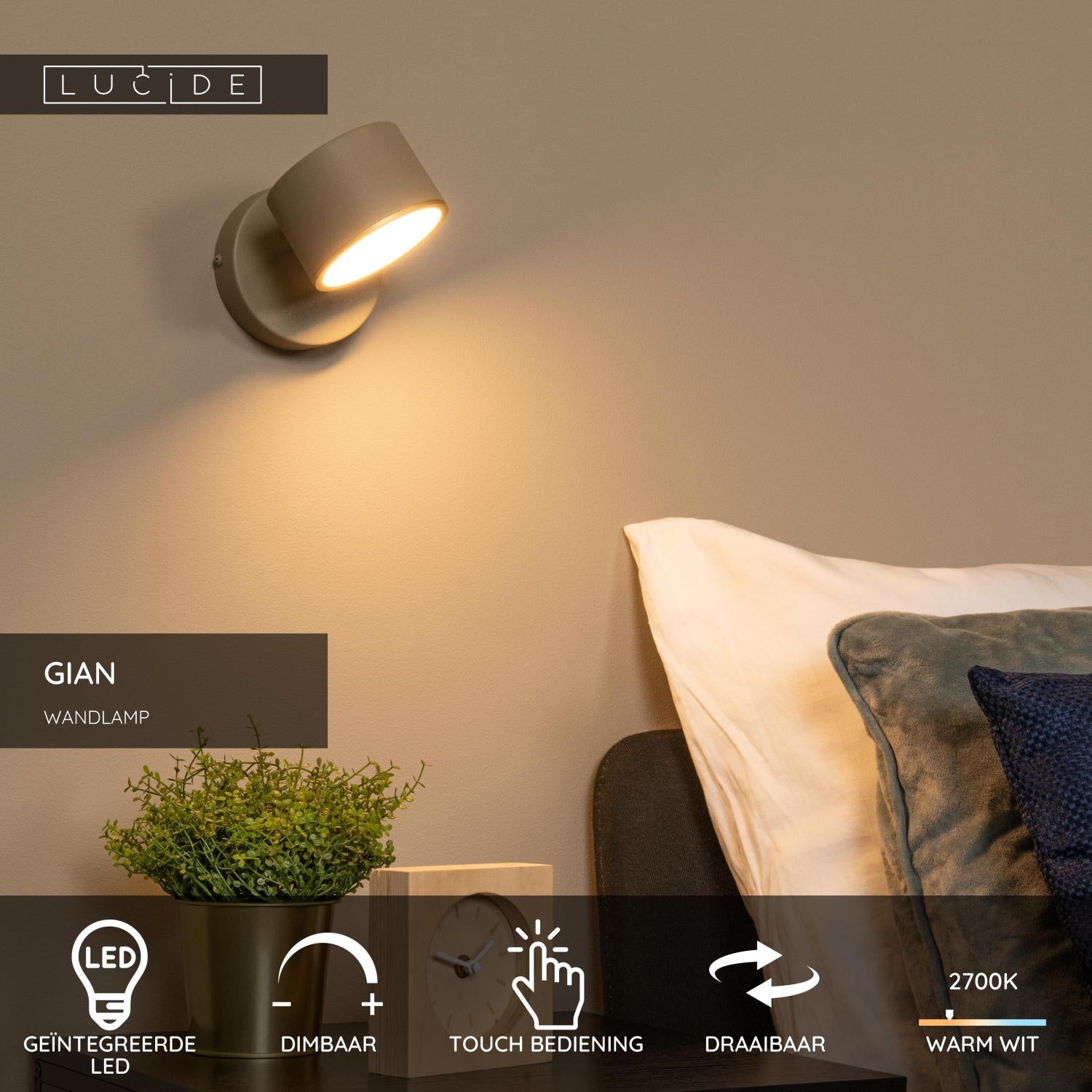 GIAN - Applique murale - LED Var. - 1x9W 2700K - Taupe