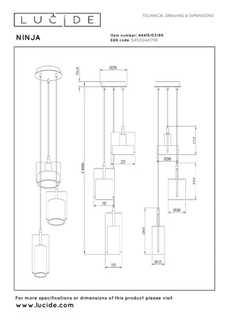 NINJA - Suspension - 3xE27 - Multicolore