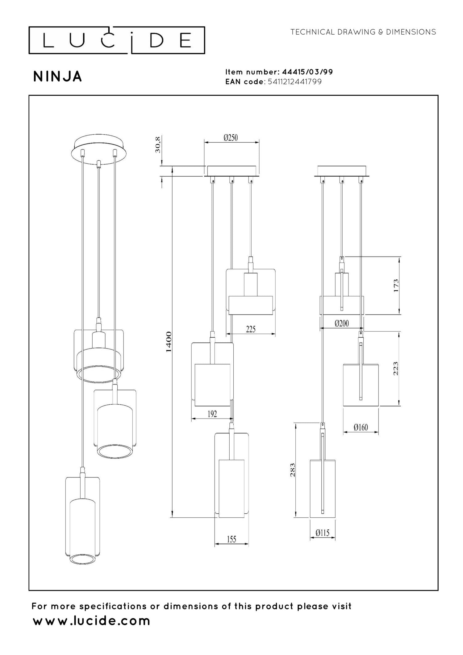NINJA - Suspension - 3xE27 - Multicolore