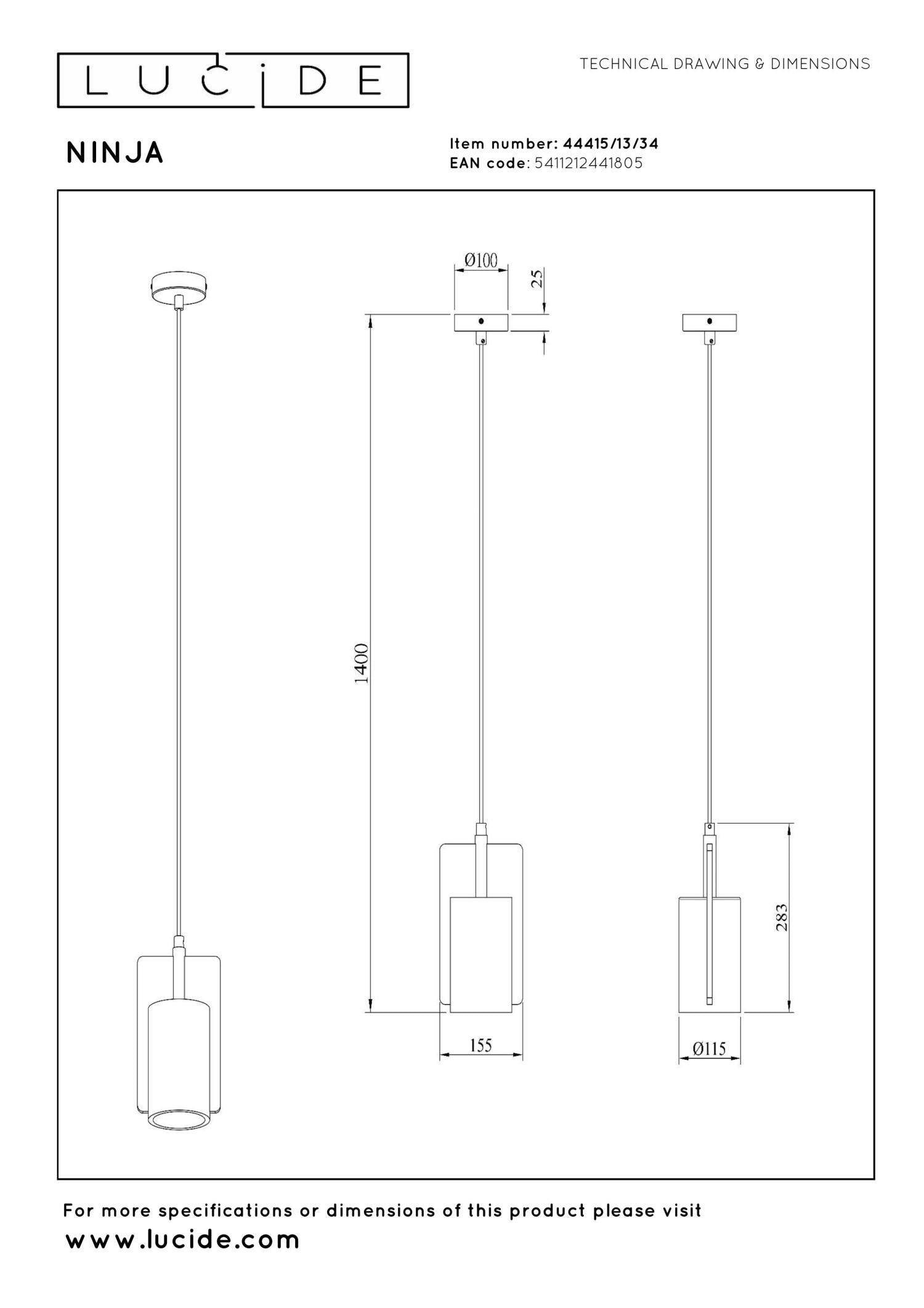 NINJA - Pendant light - Ø 11.5 cm - 1xE27 - Yellow