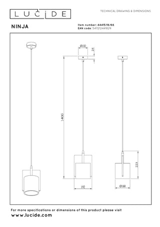 NINJA - Suspension - Ø 16 cm - 1xE27 - Rose