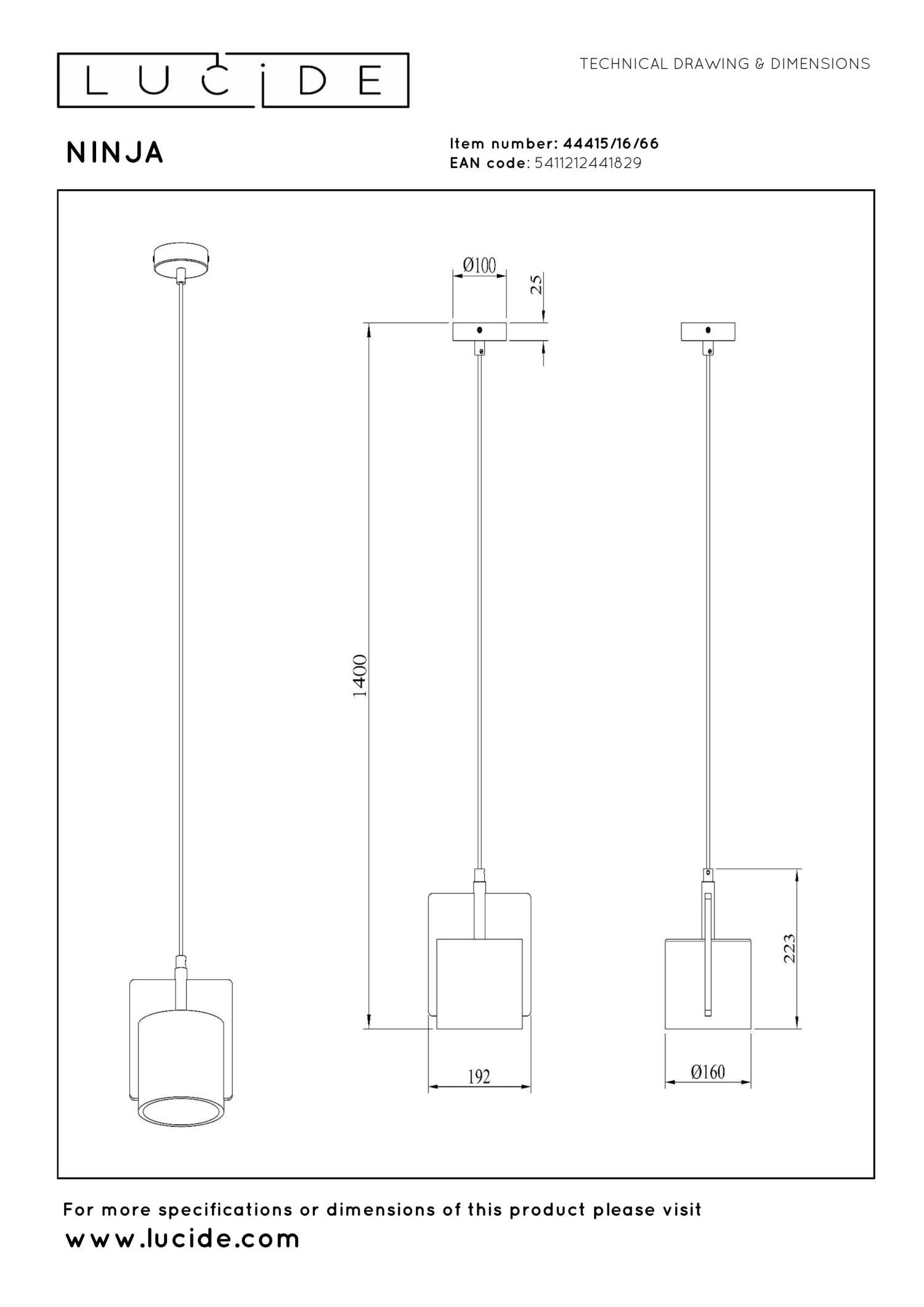 NINJA - Suspension - Ø 16 cm - 1xE27 - Rose
