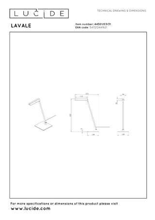 LAVALE - Lampe de bureau - LED Var. - 1x3W 2700K - Blanc
