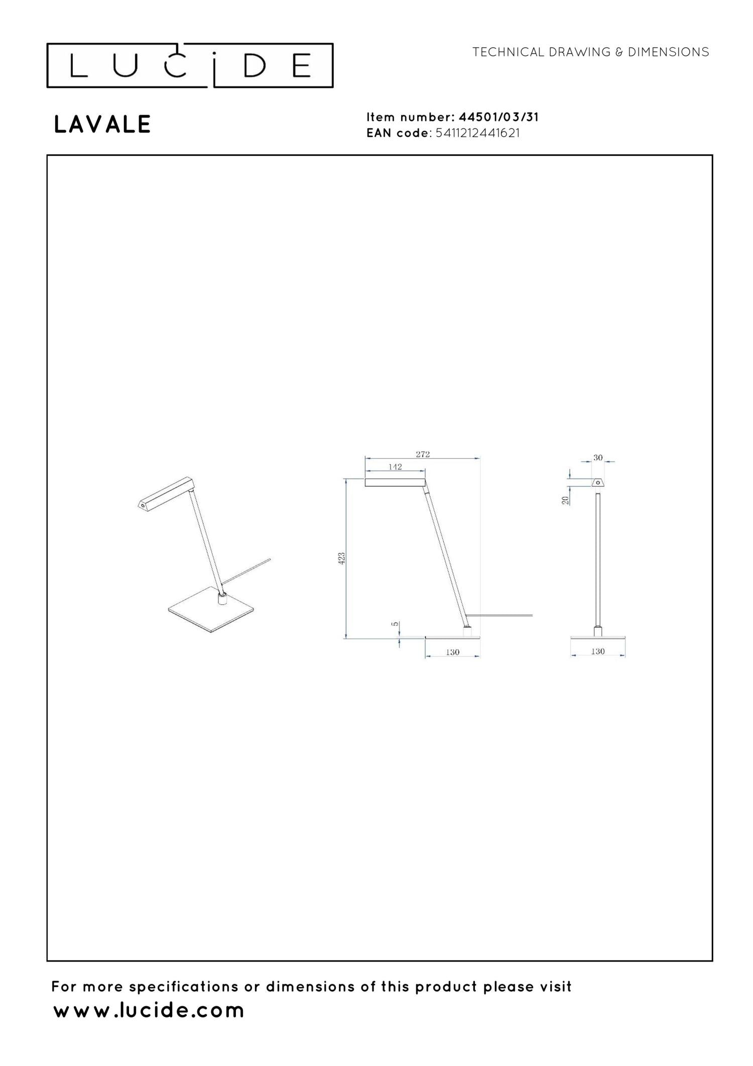 LAVALE - Lampe de bureau - LED Var. - 1x3W 2700K - Blanc