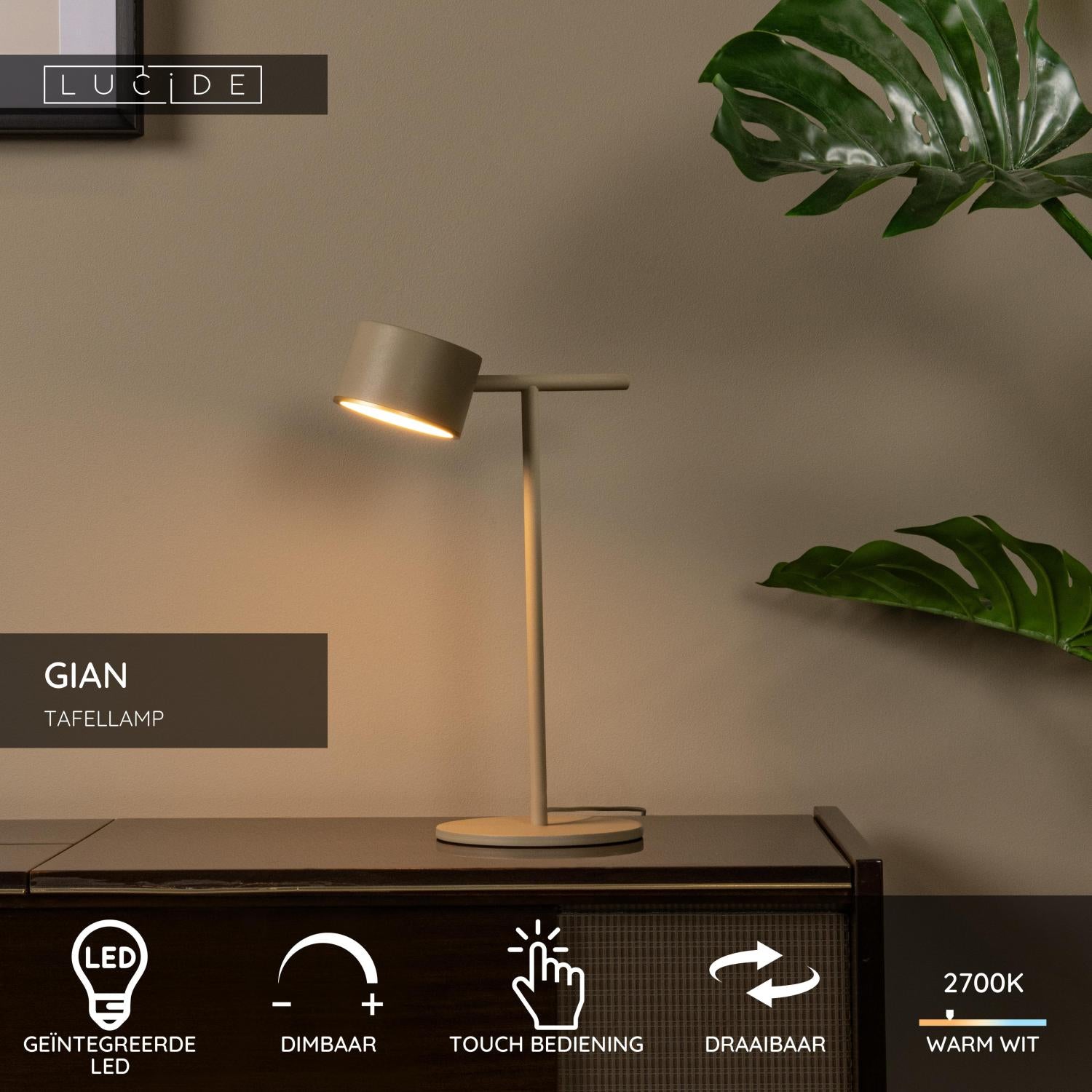GIAN - Table lamp - LED Dimmable - 1x9W 2700K - Taupe