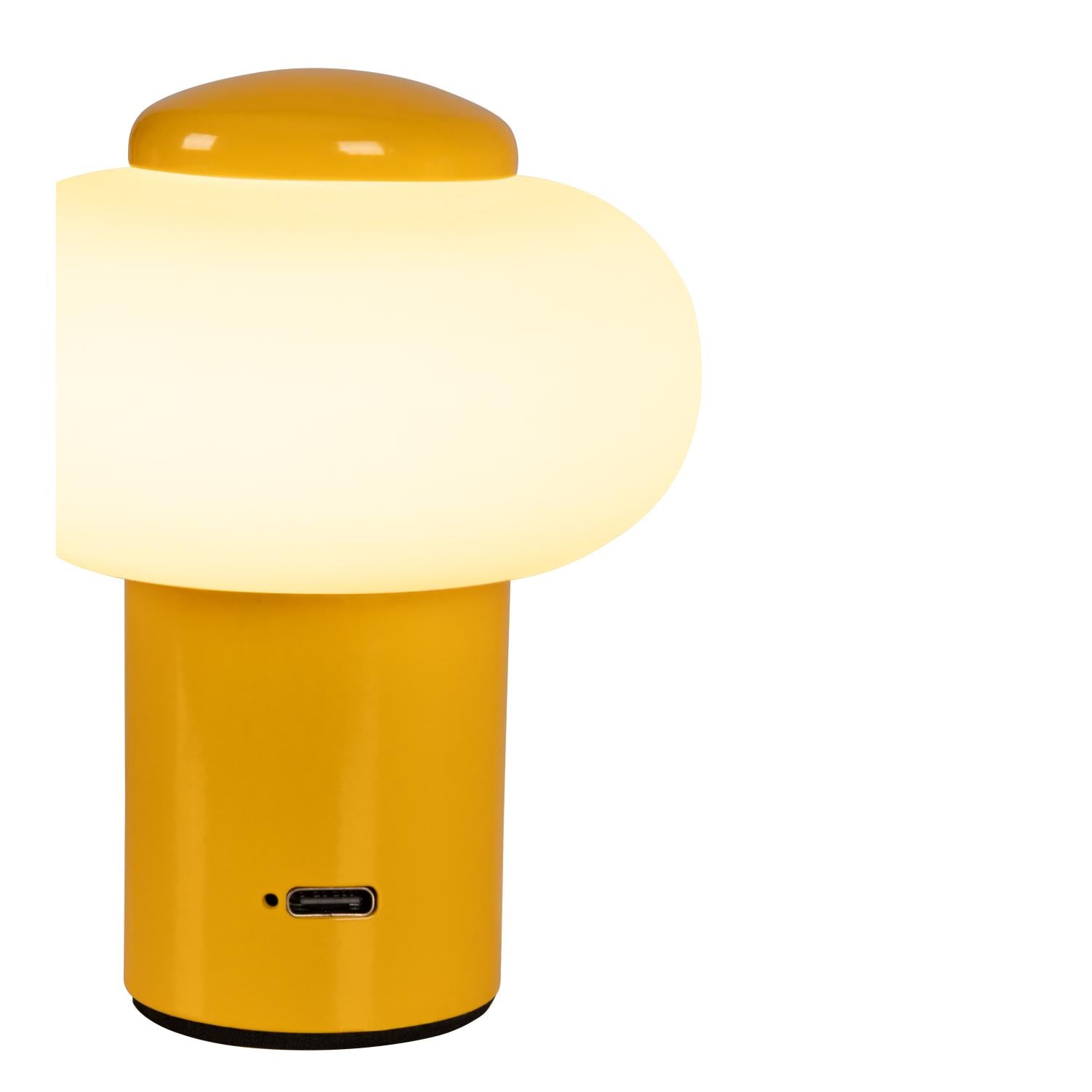 GUSTAV - Oplaadbare Tafellamp - Accu/Batterij - Ø 8 cm - LED Dimb. - 1x0,8W 2700K - Geel | Essential