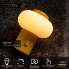GUSTAV - Oplaadbare Tafellamp - Accu/Batterij - Ø 8 cm - LED Dimb. - 1x0,8W 2700K - Geel | Essential