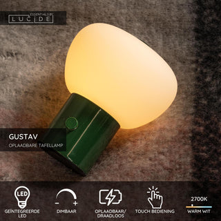 GUSTAV - Lampe de table rechargeable - Batterie/Pile - Ø 8 cm - LED Var. - 1x0,8W 2700K - Vert | Essential