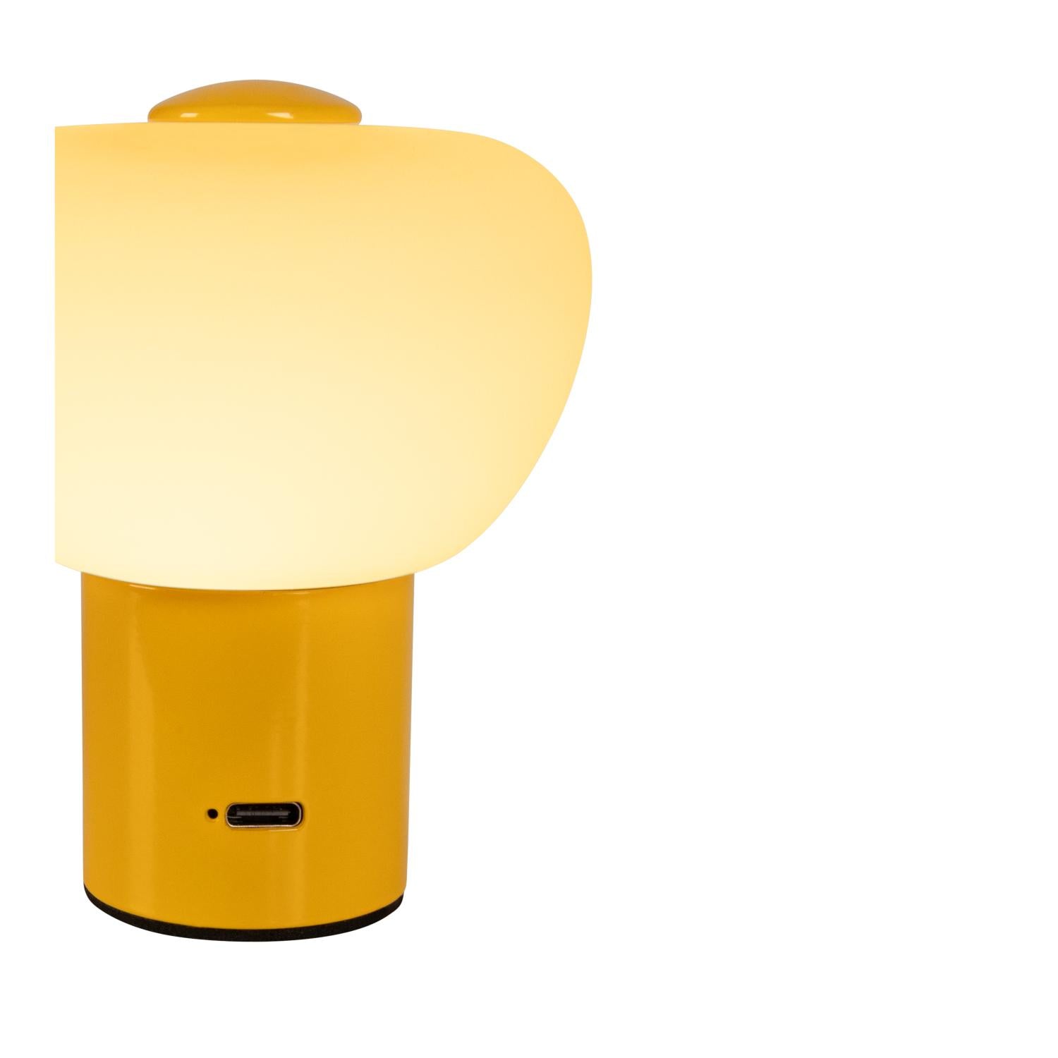 GUSTAV - Oplaadbare Tafellamp - Accu/Batterij - Ø 8 cm - LED Dimb. - 1x0,8W 2700K - Geel | Essential