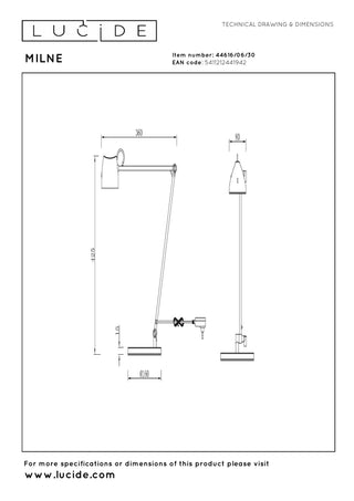 MILNE - Leeslamp - LED Dimb. - 1x8W 2700K - Zwart